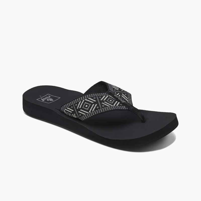 Women's Reef Spring Woven Flip Flops Black / White | ltAFDWGsUsv