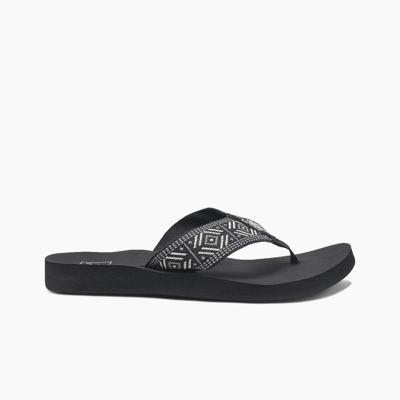 Women's Reef Spring Woven Flip Flops Black / White | ltAFDWGsUsv