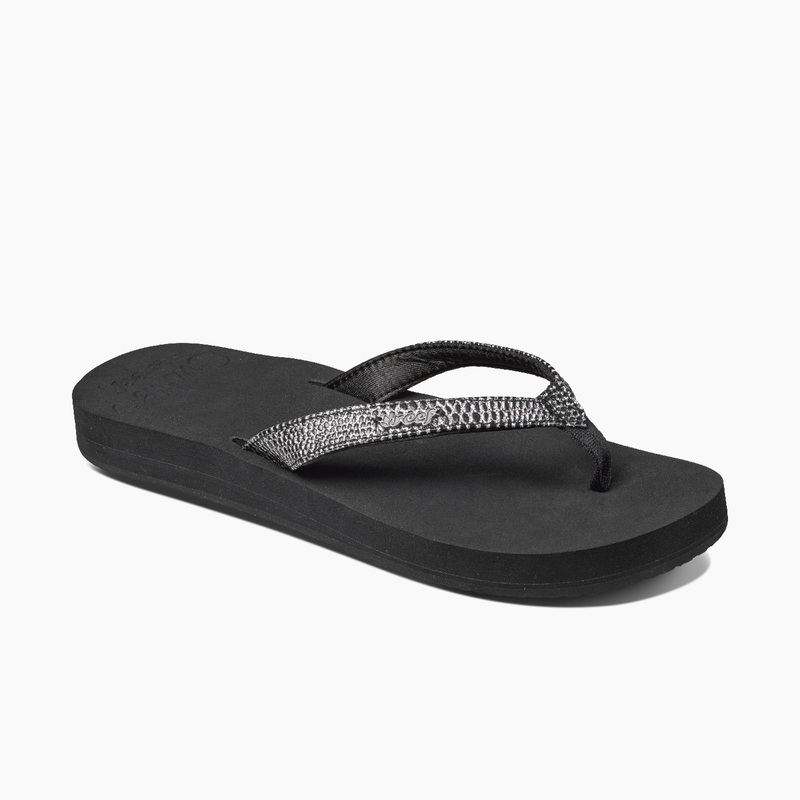 Women's Reef Star Cushion Sassy Flip Flops Black / Silver | uxx3Oq4qT9i