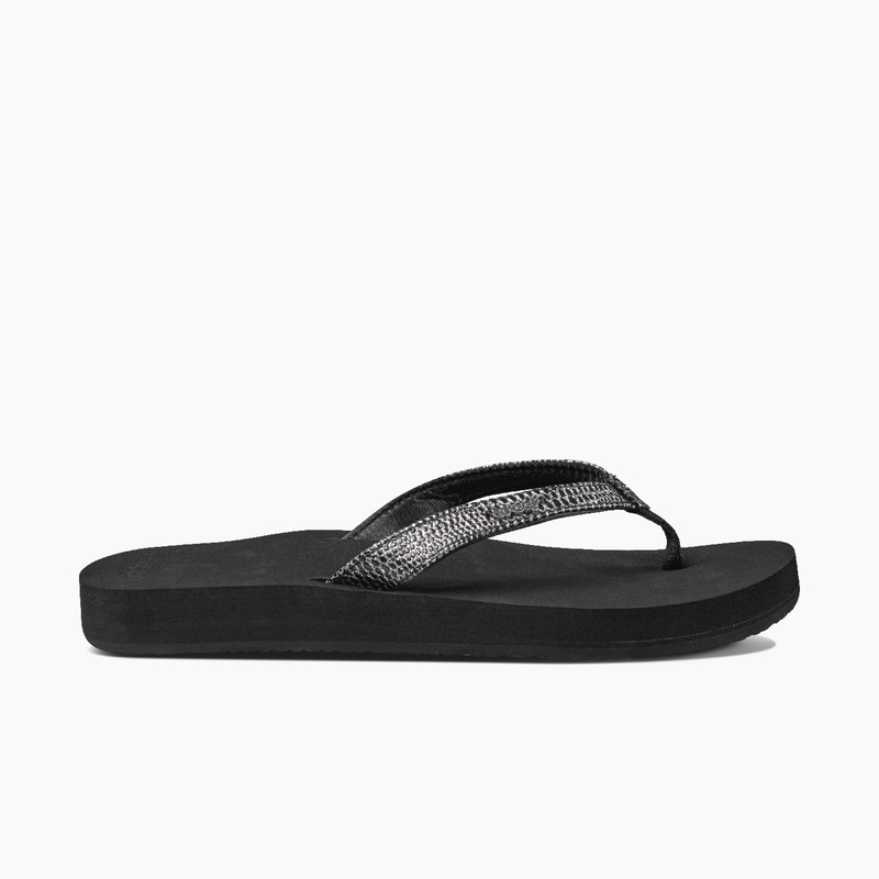 Women's Reef Star Cushion Sassy Flip Flops Black / Silver | uxx3Oq4qT9i