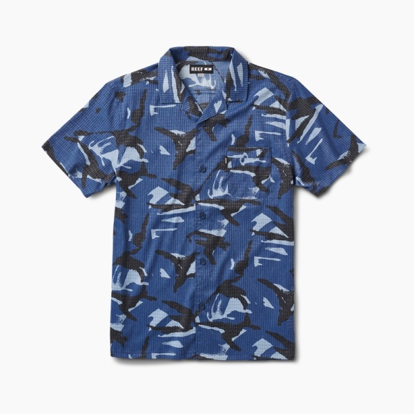 Men's Reef Bliss X Mlb Shirts Blue | TriKIR5Rb9E