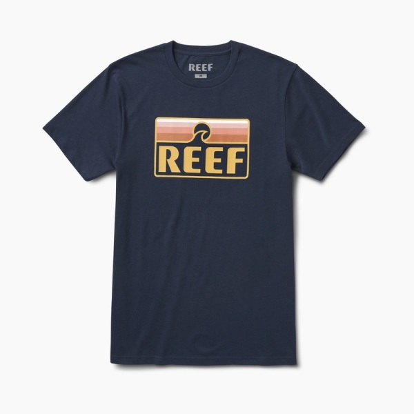 Men's Reef Cushion Court T Shirts Navy | ZOkh3htdvbC