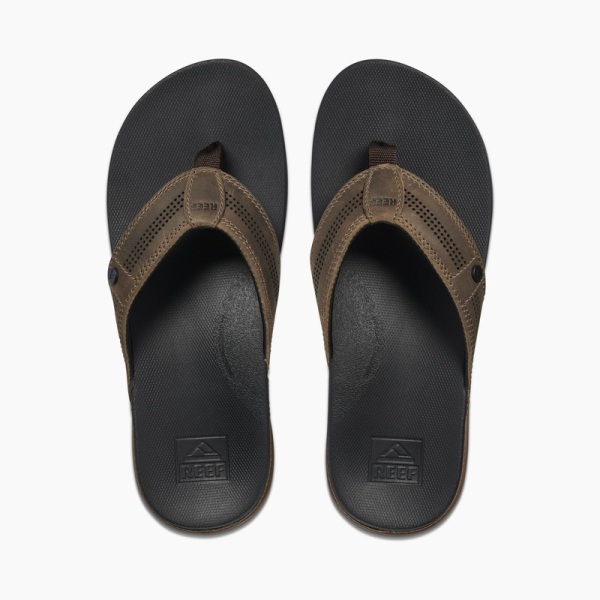 Men's Reef Cushion Lux Flip Flops Brown / Black | bJaVQbrNNpi