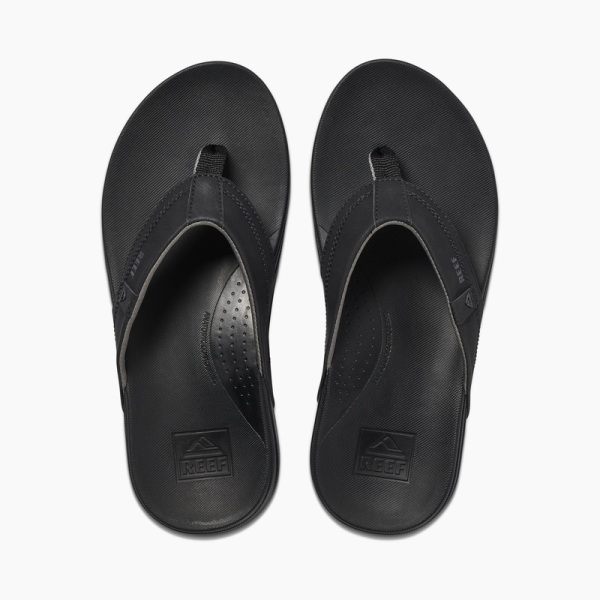 Men's Reef Cushion Spring Flip Flops Black / Grey | AWyhgugAJJN