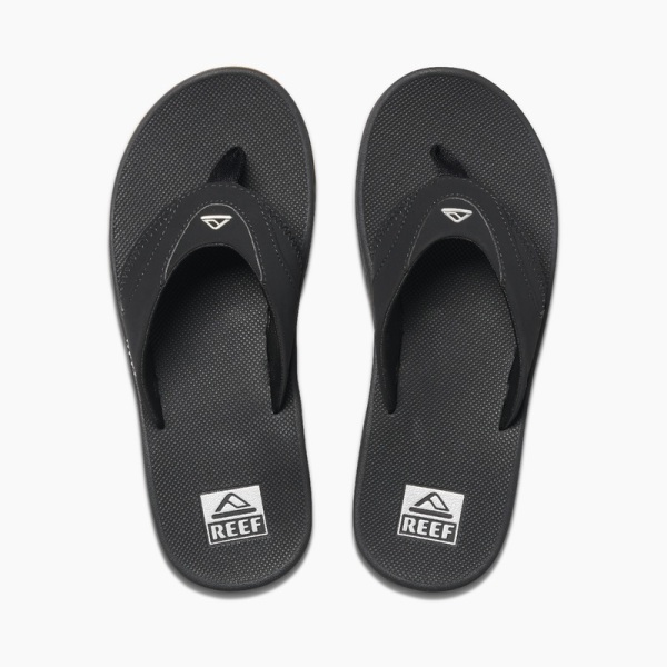 Men's Reef Fanning Flip Flops Black / Silver | aaoWr2P2Q1F