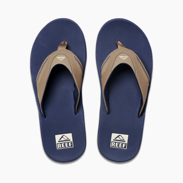 Men's Reef Fanning Flip Flops Navy / Khaki | NPfm4HJ4Kh8