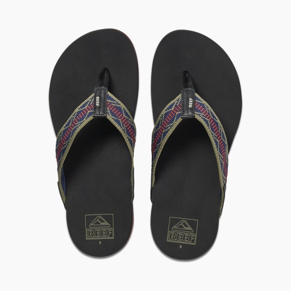 Men's Reef Newport Woven Flip Flops Navy / Red | cetBc1D1JZo