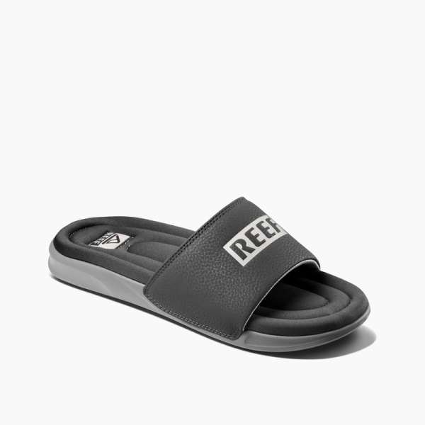 Men's Reef One Puff Slides Grey / White | Hwbvb4YpSwJ