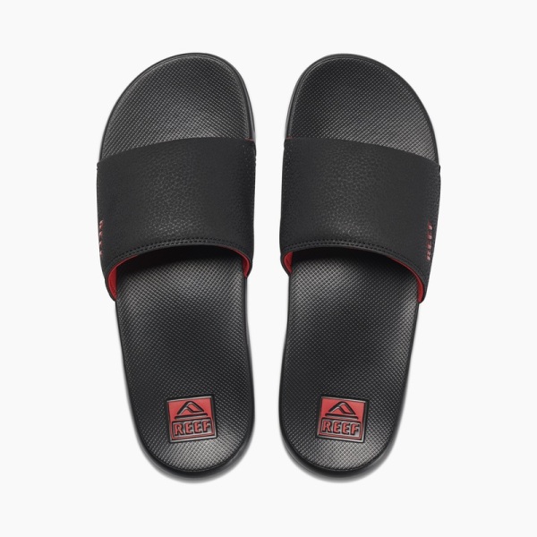 Men's Reef Reef One Slides Black / Red | qCk045uQPlh