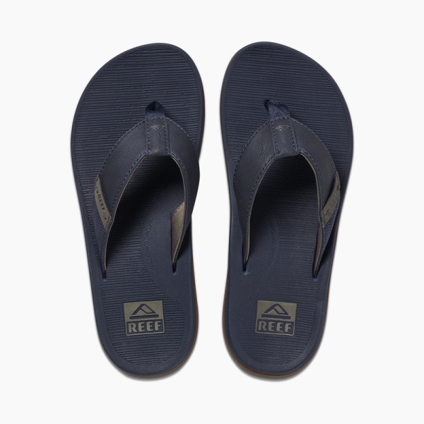 Men's Reef Santa Ana Flip Flops Navy | bjfwpXirWKO