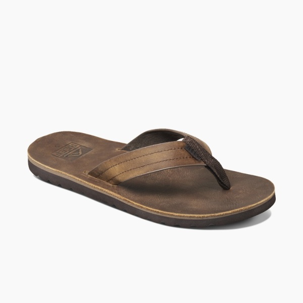 Men's Reef Voyage Le Swellular Flip Flops Dark Brown | 2axCqrYLq35