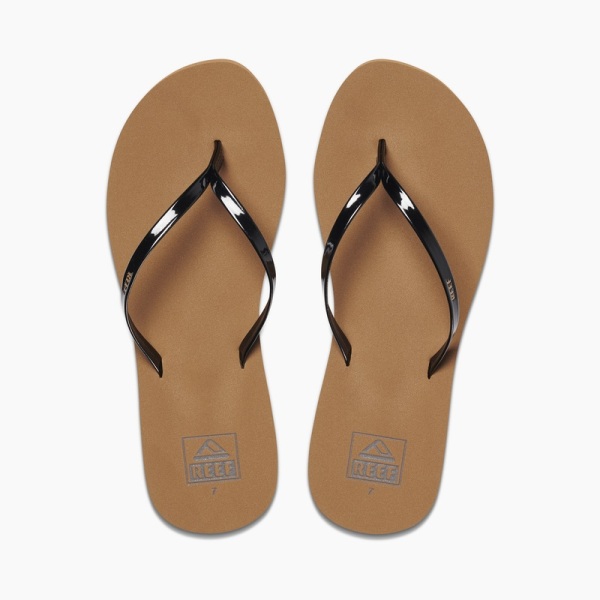 Women's Reef Bliss Nights Flip Flops Black / Brown | UjUtO2a56ry