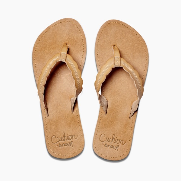 Women's Reef Cushion Celine Flip Flops Beige | B15S6upsttQ