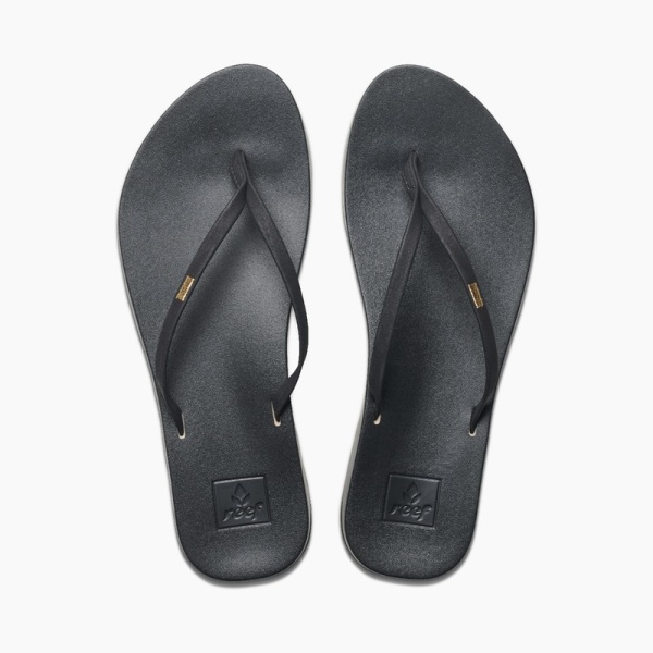 Women's Reef Cushion Slim Flip Flops Black | ktZPylHDgqk