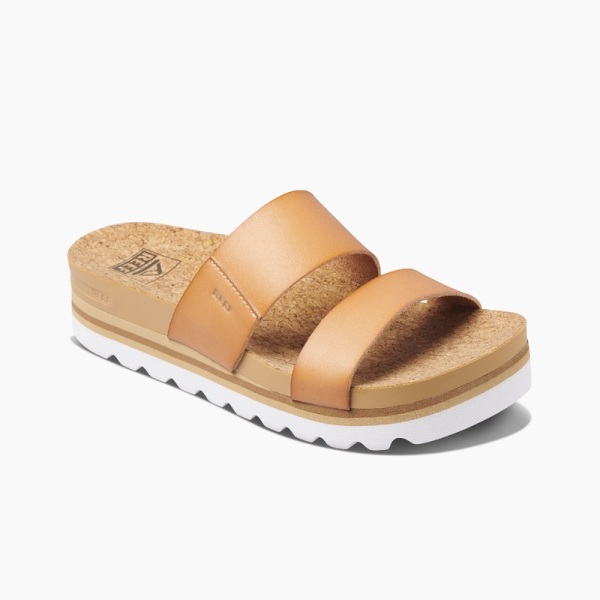 Women's Reef Cushion Vista Hi Slides Beige | 9WW2ZBhqwgV