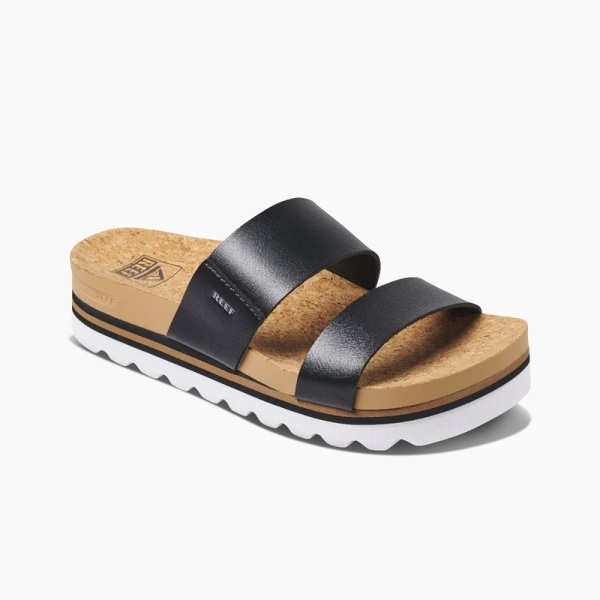 Women's Reef Cushion Vista Hi Slides Black | OyEAZ4u5VXA