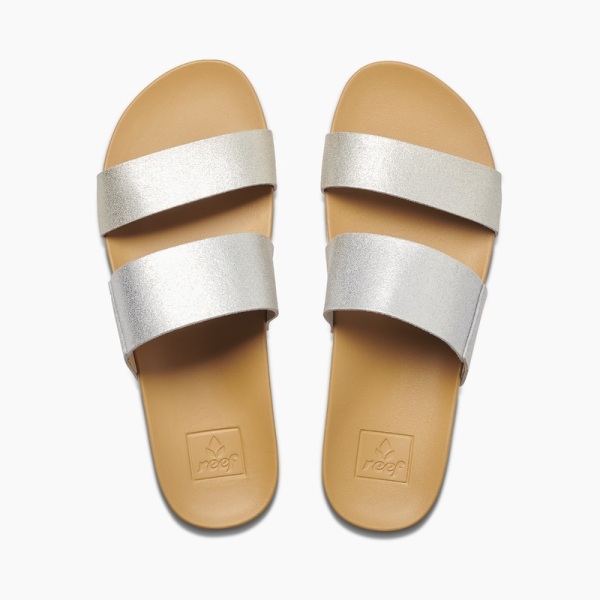 Women's Reef Cushion Vista Slides Silver | NoHOIl5ZFhq