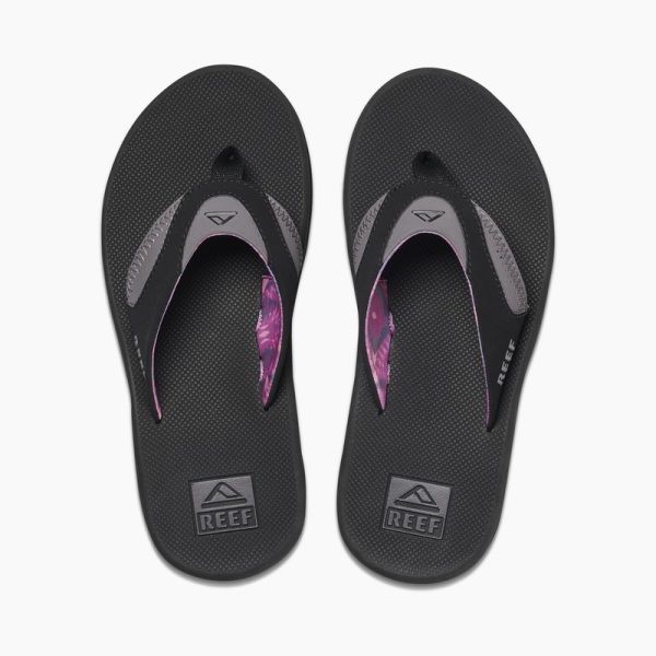 Women's Reef Fanning Flip Flops Black / Grey | ew7rDrycBuy