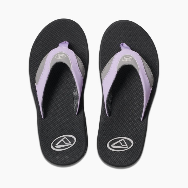 Women's Reef Fanning Flip Flops Grey / Purple | 4AWxrsROTch