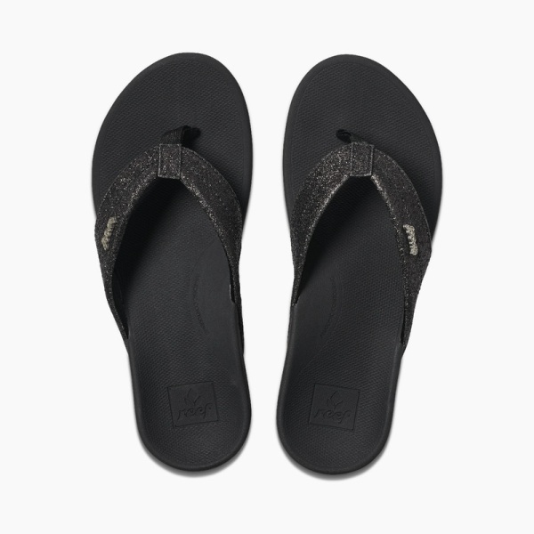 Women's Reef Ortho-spring Flip Flops Black / Black | 2jJS7JDKxu1