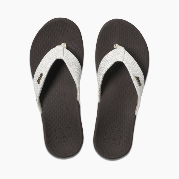 Women's Reef Ortho-spring Flip Flops Brown / White | ffE9w6RzLlW