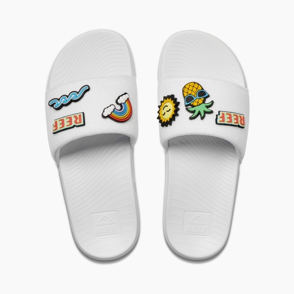 Women's Reef Patch Me Up Slides White | bicX05wC1Ny