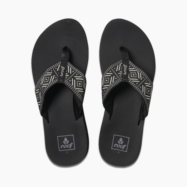 Women's Reef Spring Woven Flip Flops Black / White | ltAFDWGsUsv