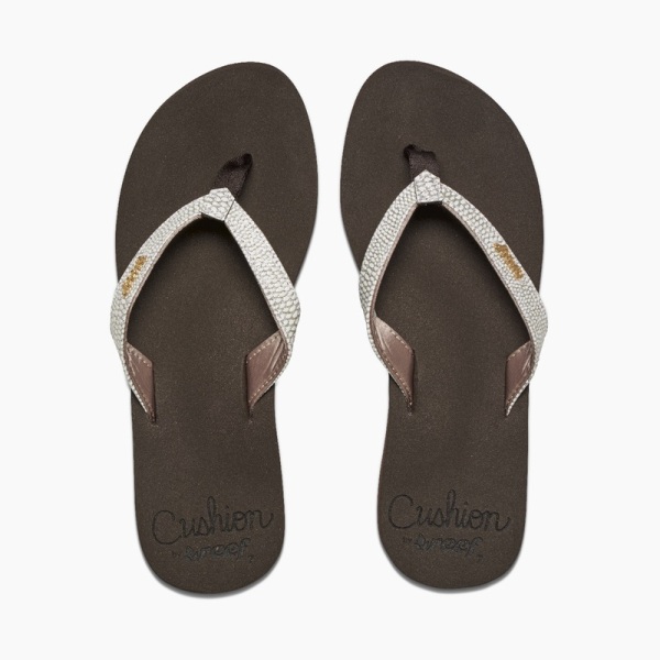 Women's Reef Star Cushion Sassy Flip Flops Brown / White | JF7o8QIpeqA